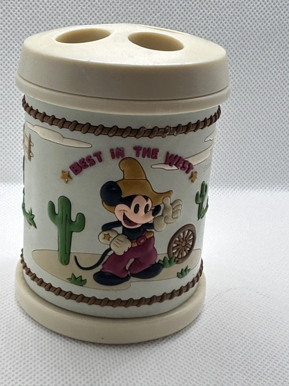 Mickey Mouse Retro Western Bath Set - Creamer Soap , Toothbrush, Drink Dishes